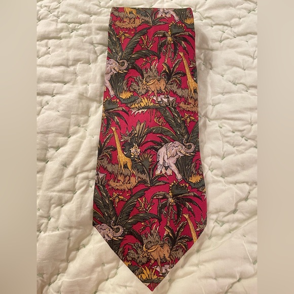 RICHEL Tie Silk Spain made Animal Jungle Print EUC - Picture 2 of 11